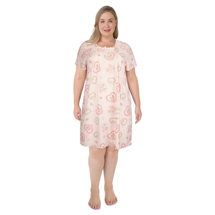 Robe de nuit de fantaisie à volants à manches courtes taille plus Carisma pour femmes