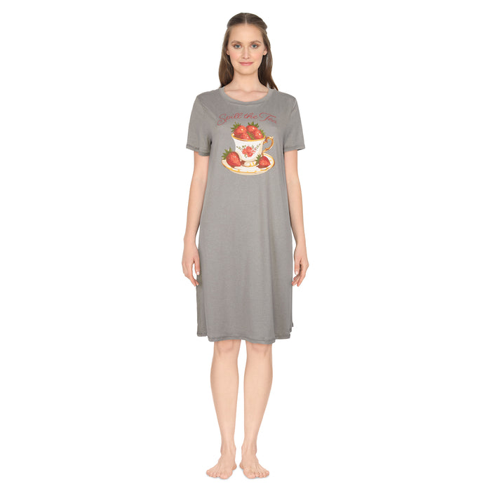 Chemise de nuit à col rond tombant sous la taille Carisma pour femmes