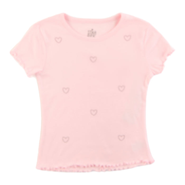 T-shirt côtelé et clouté à manches courtes pour filles