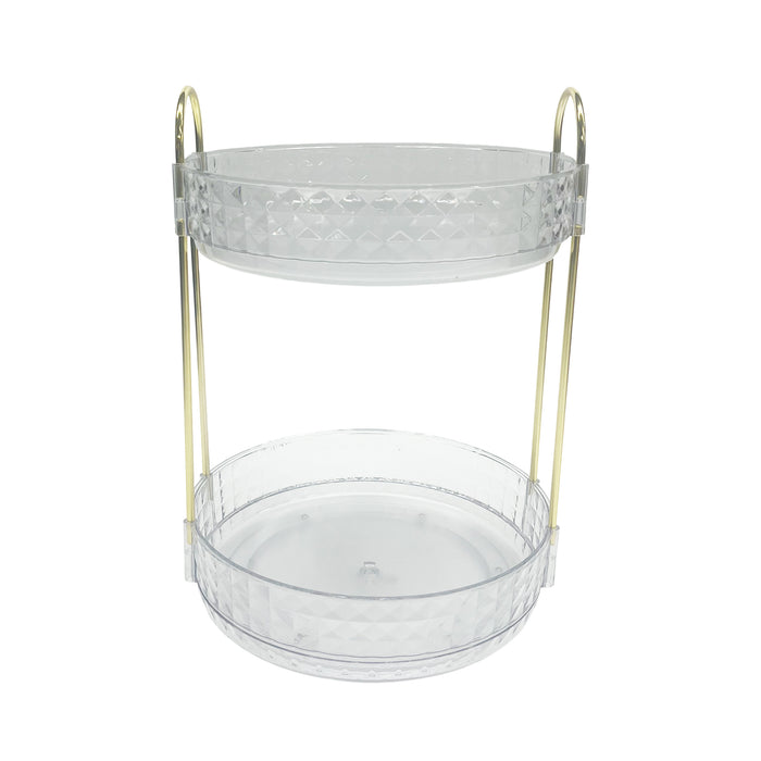 Rangement pivotant à 2 niveaux pour produits de beauté, 9 po x 9 po x 12 po