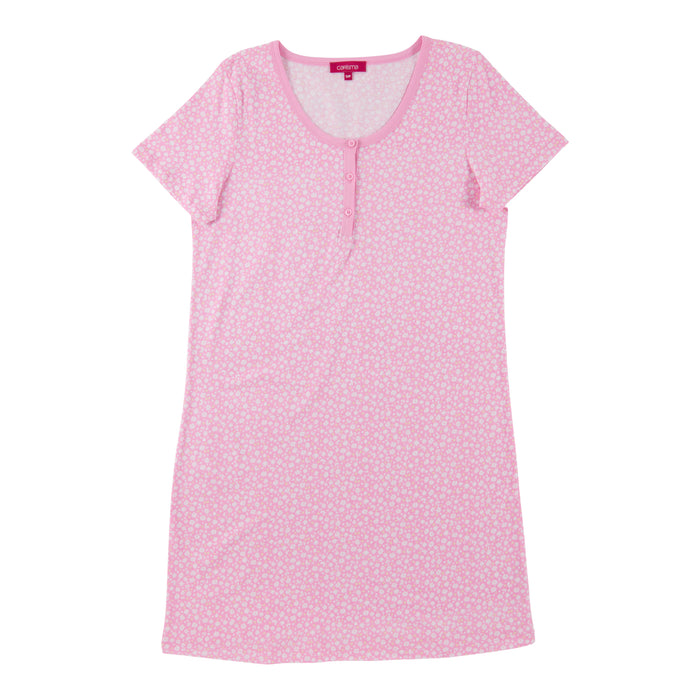 Carisma Women's Cotton Short Sleeve Henley Sleepshirt