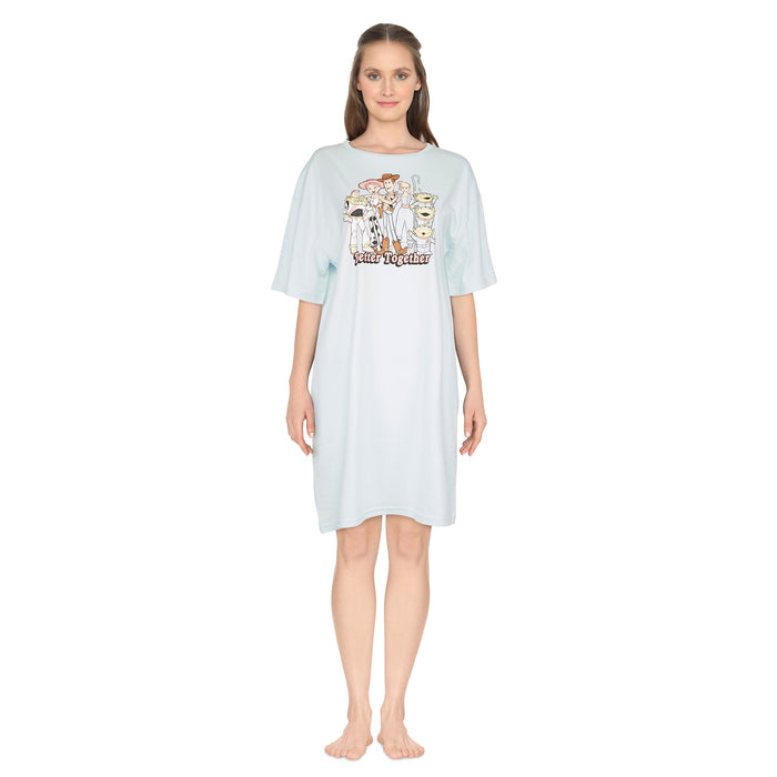 Chemise de nuit à manches ¾ sous la taille sous licence pour femmes