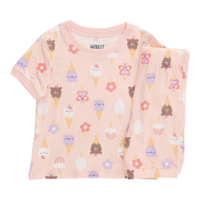 MONKEY BARS Infant Girls' Pool Party Printed Short Sleeve PJ Set, 2-Piece, 12-24 Month