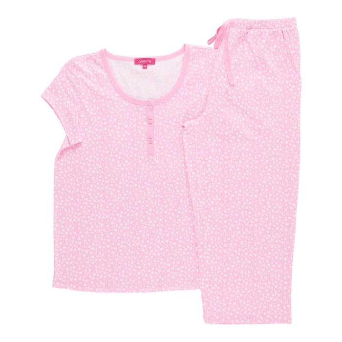 Pyjama imprimé en coton avec capri Carisma pour femmes, 2 pièces