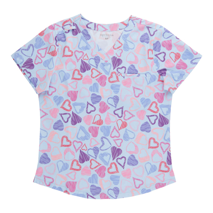 Options Women's Printed Short Sleeve Scrub Top