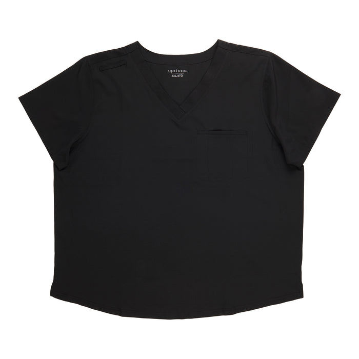 Haut d’uniforme médical à col en V de couleur unie taille plus Options pour femmes