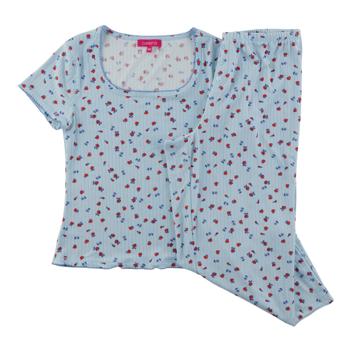 Carisma Women's Novelty Short Sleeve Capri PJ Set, 2-Piece