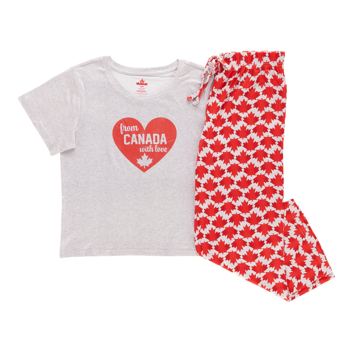 Canada Eh! Women's Crew Neck Capri PJ Set, 2-Piece