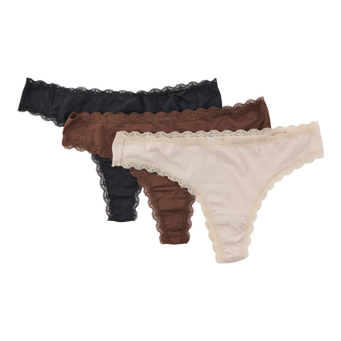 Women's Brushed Micro Thongs, 3-Pack