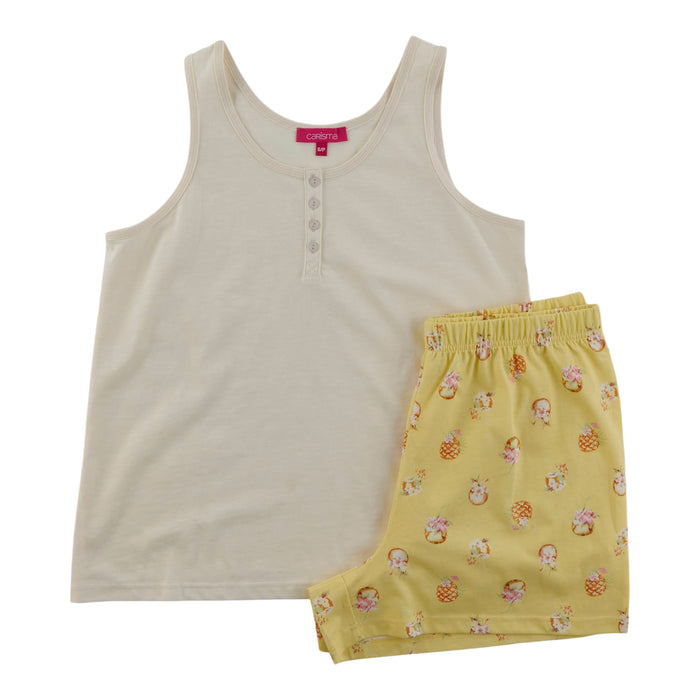 Pyjama avec boxeur et débardeur boutonné Carisma pour femmes, 2 pièces
