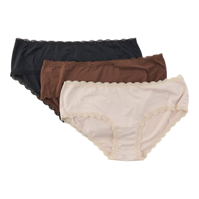 Culottes taille basse en microfibre brossée pour femmes, emb. de 3