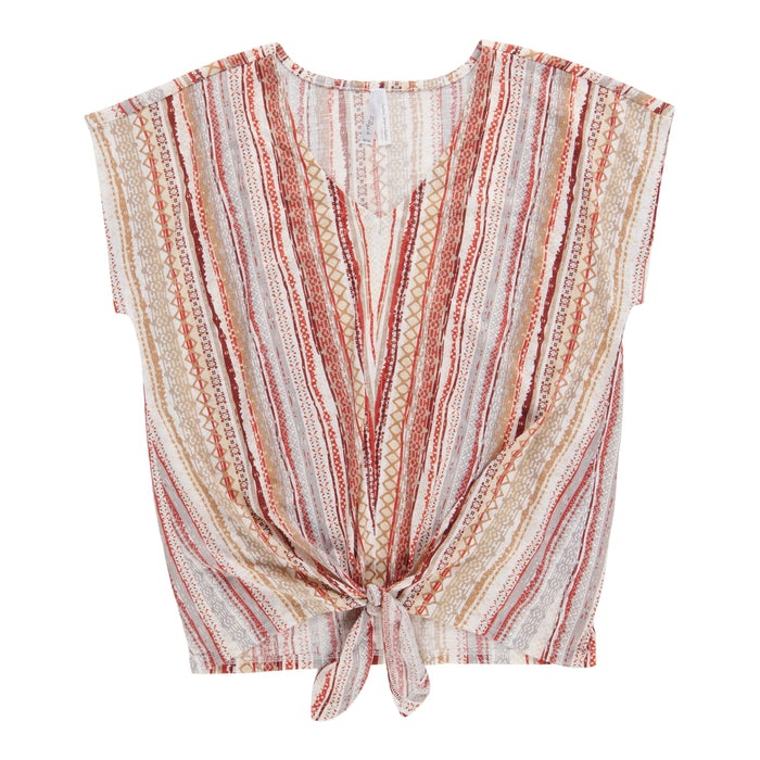Women's V-Neck Tie Front Top