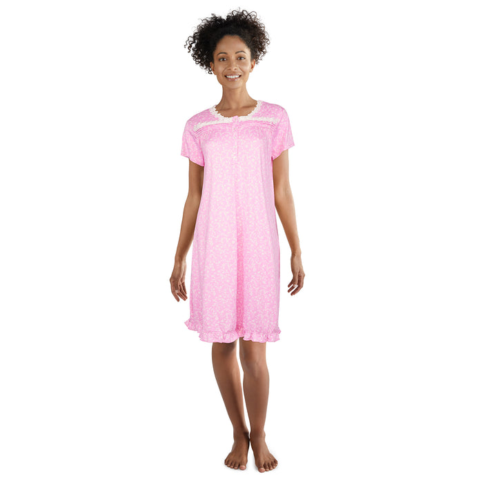 Carisma Women's Lace Accent V-Neck Nightgown