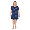 Chemise de nuit côtelée à manches courtes Carisma taille plus pour femmes