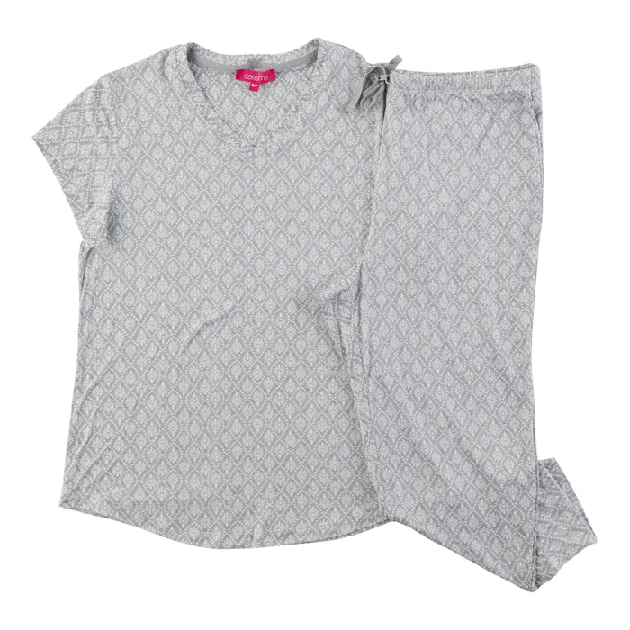 Pyjama de fantaisie avec haut à manches courtes et capri Carisma pour femmes, 2 pièces