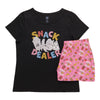 Pyjama de fantaisie avec t-shirt à manches courtes et boxeur pour femmes, 2 pièces
