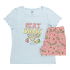 Pyjama avec t-shirt à col rond et boxeur pour femmes, 2 pièces