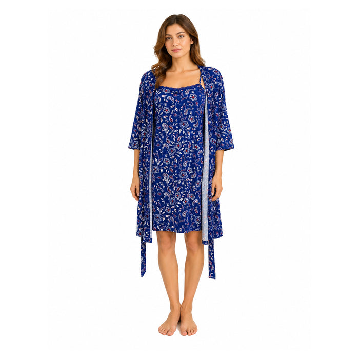 Pyjama avec robe de chambre et chemise de nuit Carisma pour femmes, 2 pièces