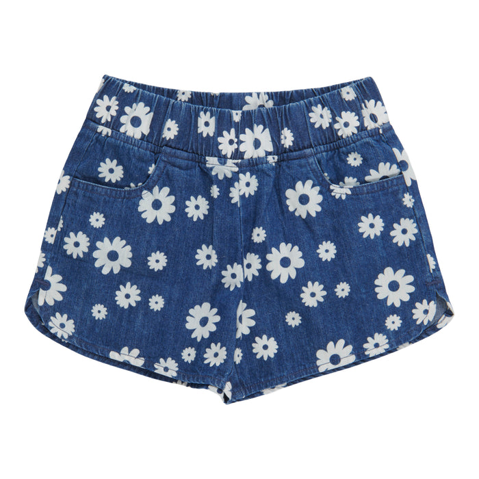MONKEY BARS Toddler Girls' Pool Party Printed Chambray Denim Shorts