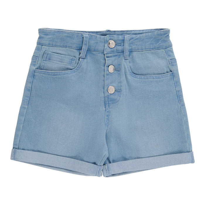 Short en denim boutonné pour filles