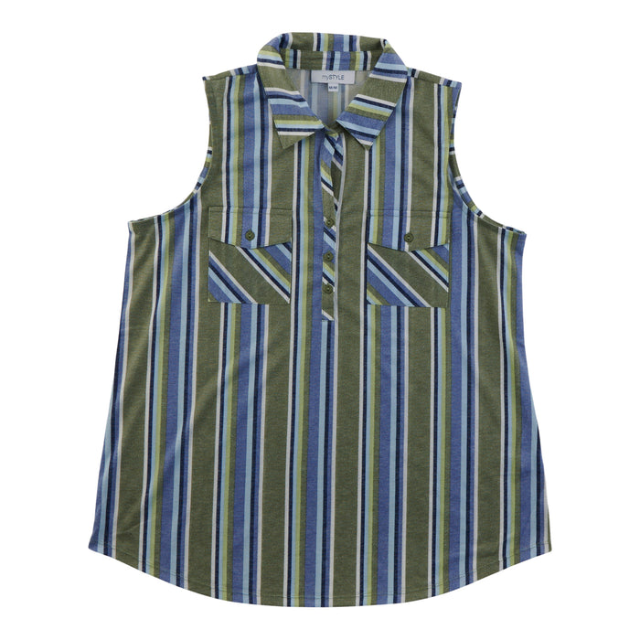 mySTYLE Women's Sleeveless Collared Top