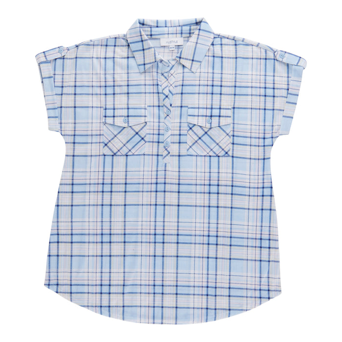 mySTYLE Women's Short Sleeve Collared Top