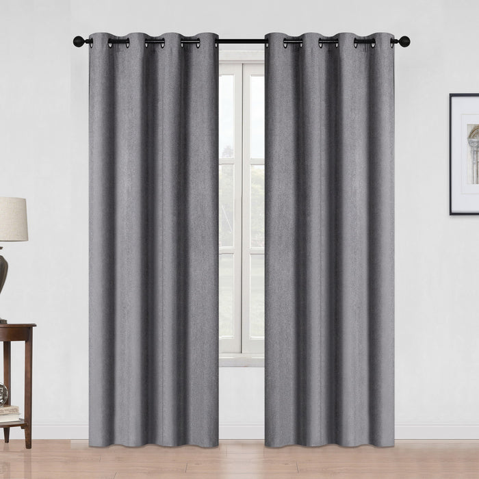Blackout Faux Linen Curtain with Grommets, Assorted, 54-in x 84-in.