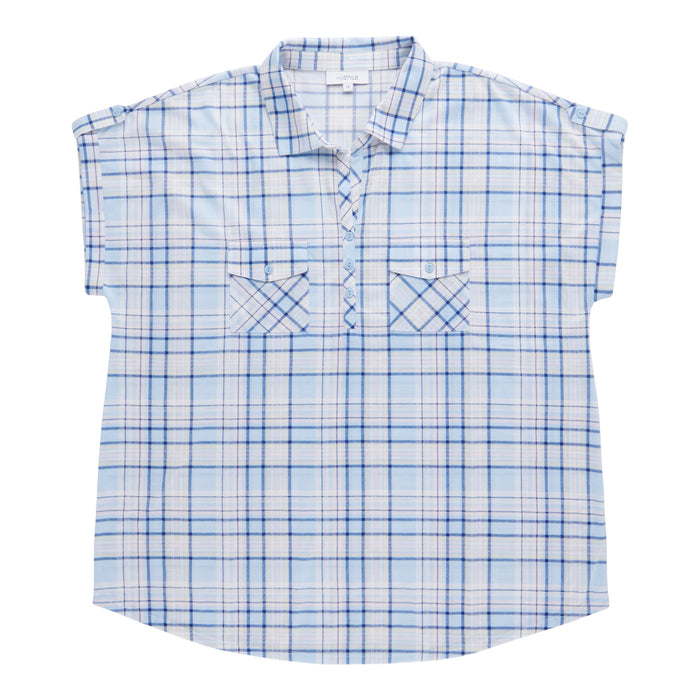 Haut avec col chemise à manches courtes taille plus mySTYLE pour femmes
