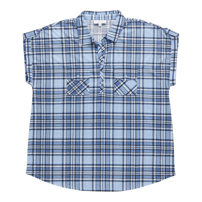 mySTYLE Women's Plus Short Sleeve Collard Top