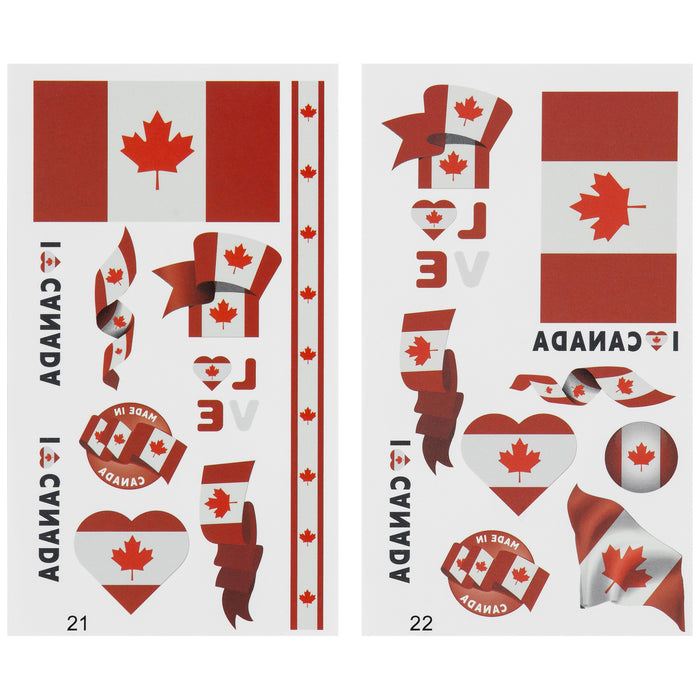 Flag Tattoo Stickers, Assorted, 100 Pack