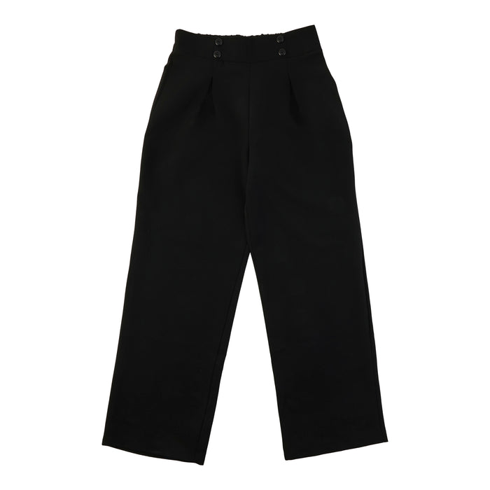 Pantalon à jambe large avec plis et boutons à l’avant pour femmes
