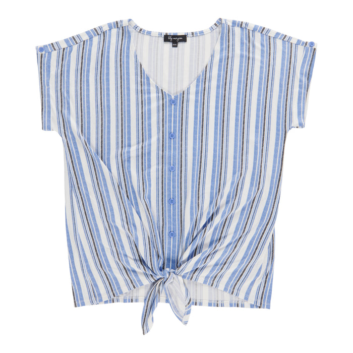 lily morgan Women's Printed Tie Front Top