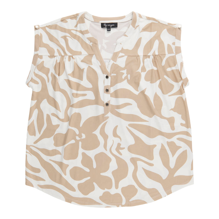 lily morgan Women's Printed Top with Front Buttons