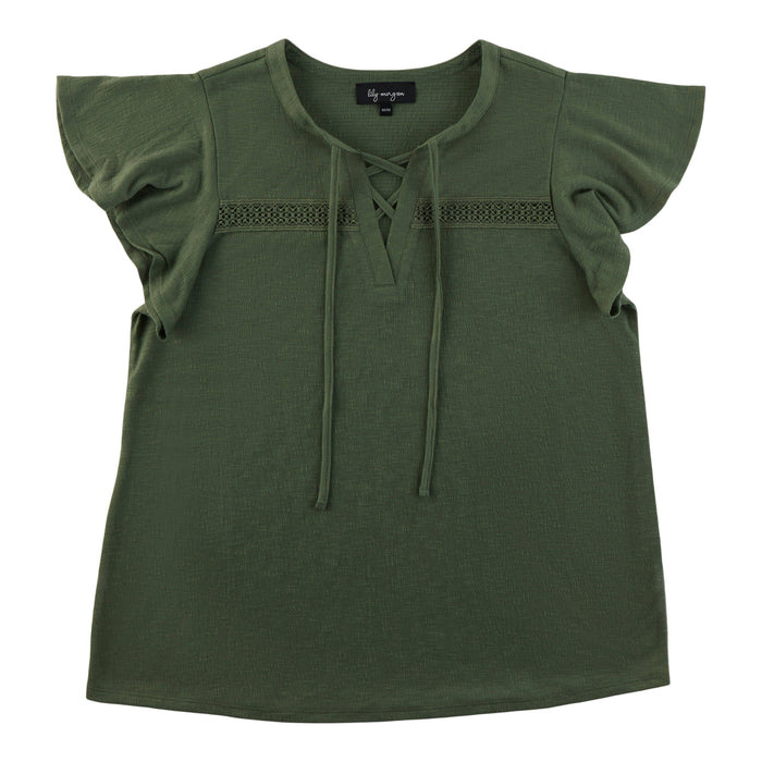 lily morgan Women's Top with Crochet Lace Detail