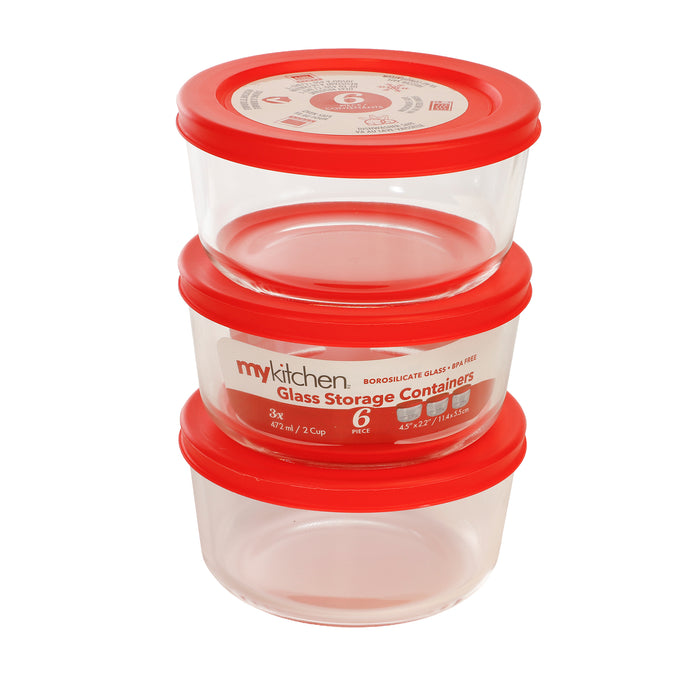 Round Glass Storage Containers, 6 Piece