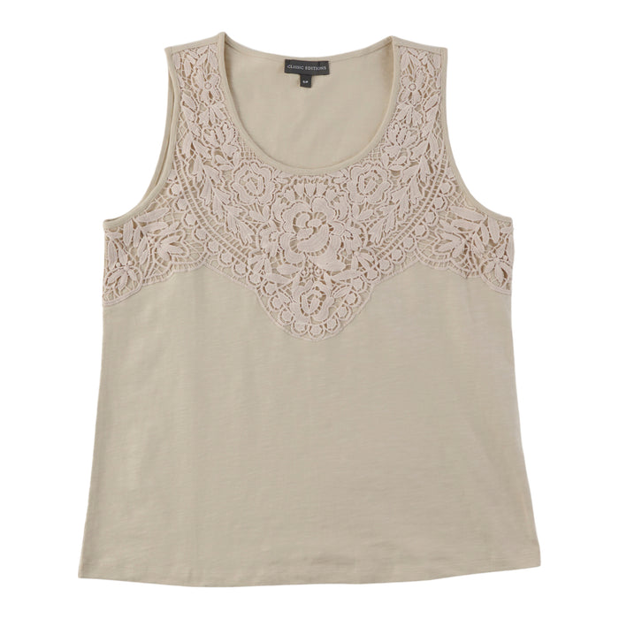 Classic Editions Women's Tank Top with Crochet Detailing
