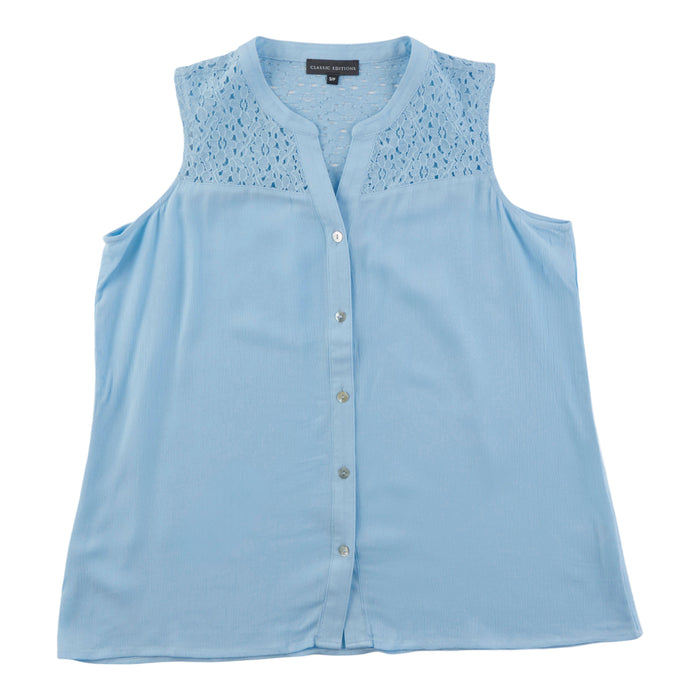 Classic Editions Women's Crochet Button Front Tank Top