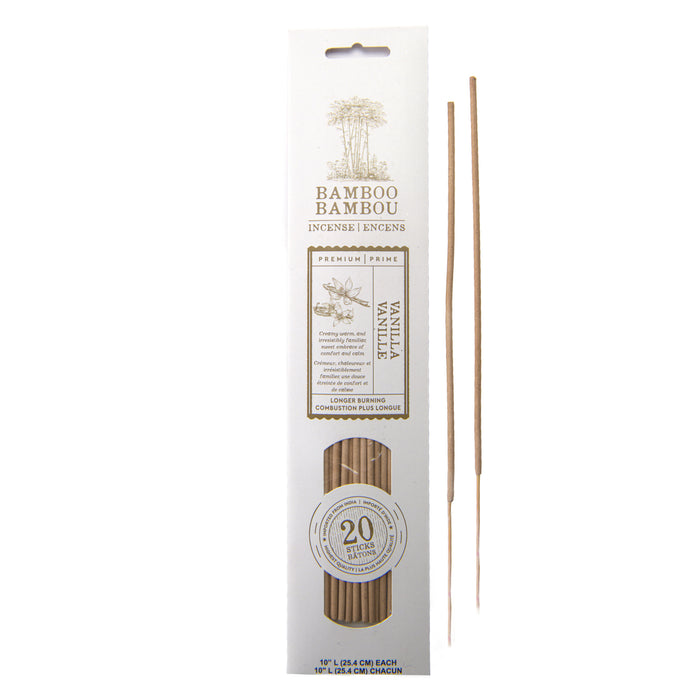 Bamboo Incense Sticks, Vanilla, 20 Pack