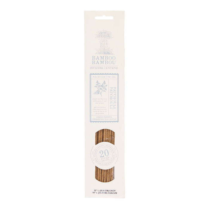 Bâtonnets d'encens en bambou, patchouli, emb. de 20