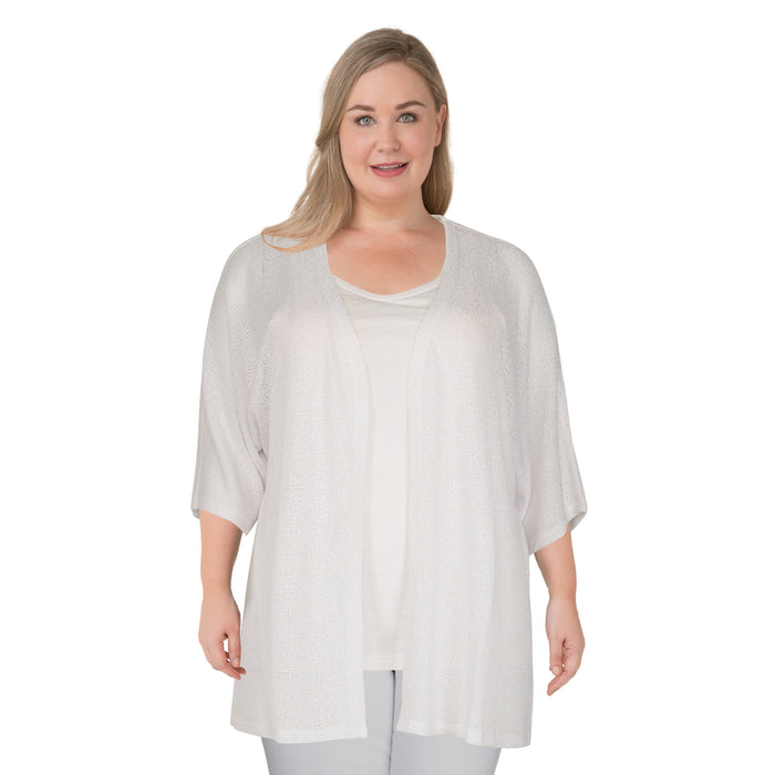 lily morgan Women's Plus Scalloped Cardigan