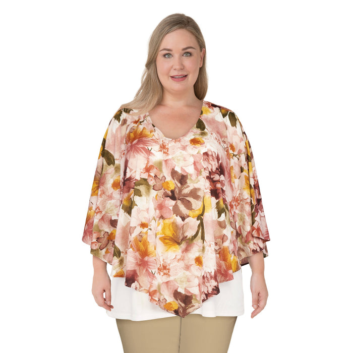lily morgan Women's Plus Crinkle Top with Ruffles