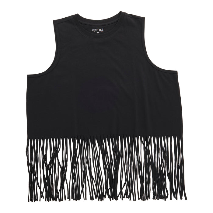 mySTYLE Women's Plus Fringe Tank Top