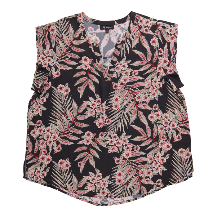 Blouse à col en V imprimée taille plus lily morgan pour femmes