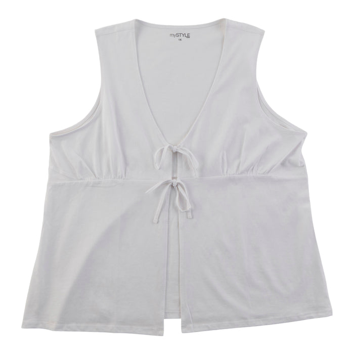 mySTYLE Women's Plus V-Neck Vest with Bows