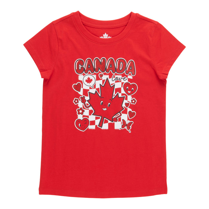 T-shirt imprimé à manches courtes Canada EH! pour toutes-petites
