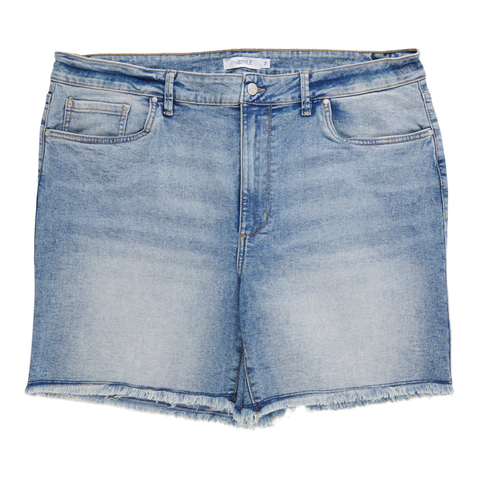 mySTYLE Women's Plus Sicily Frayed Denim Shorts