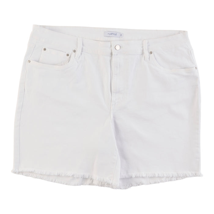 Short en denim coloré et effiloché Sicile taille plus mySTYLE pour femmes