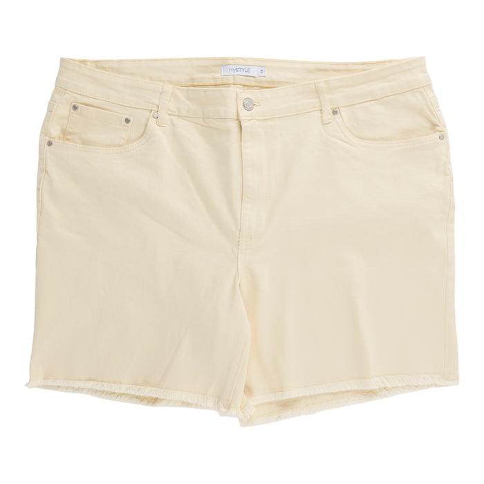 mySTYLE Women's Plus Sicily Frayed Coloured Denim Shorts