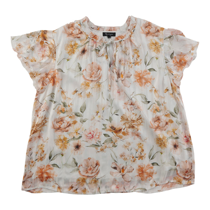 lily morgan Women's Plus Satin Cap Sleeve Blouse