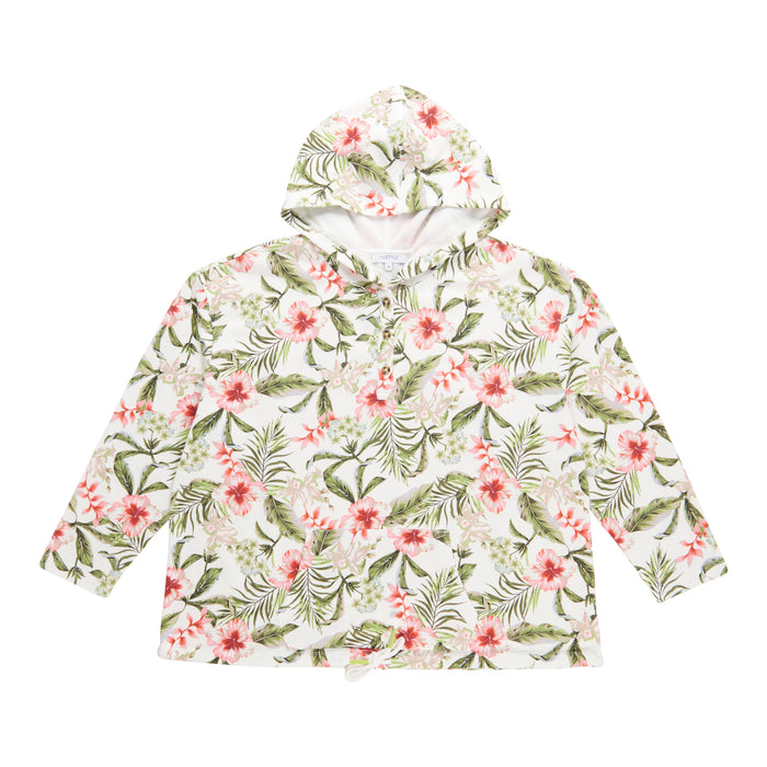 Chandail à capuchon imprimé en jersey bouclette avec boutons taille plus mySTYLE pour femmes